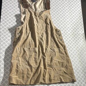 Corduroy Overall Dress with Button Details